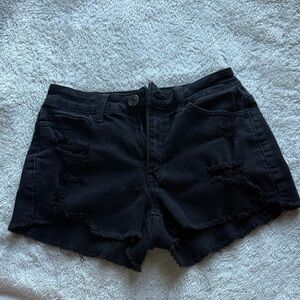 SO Black Ripped Jean Shorts